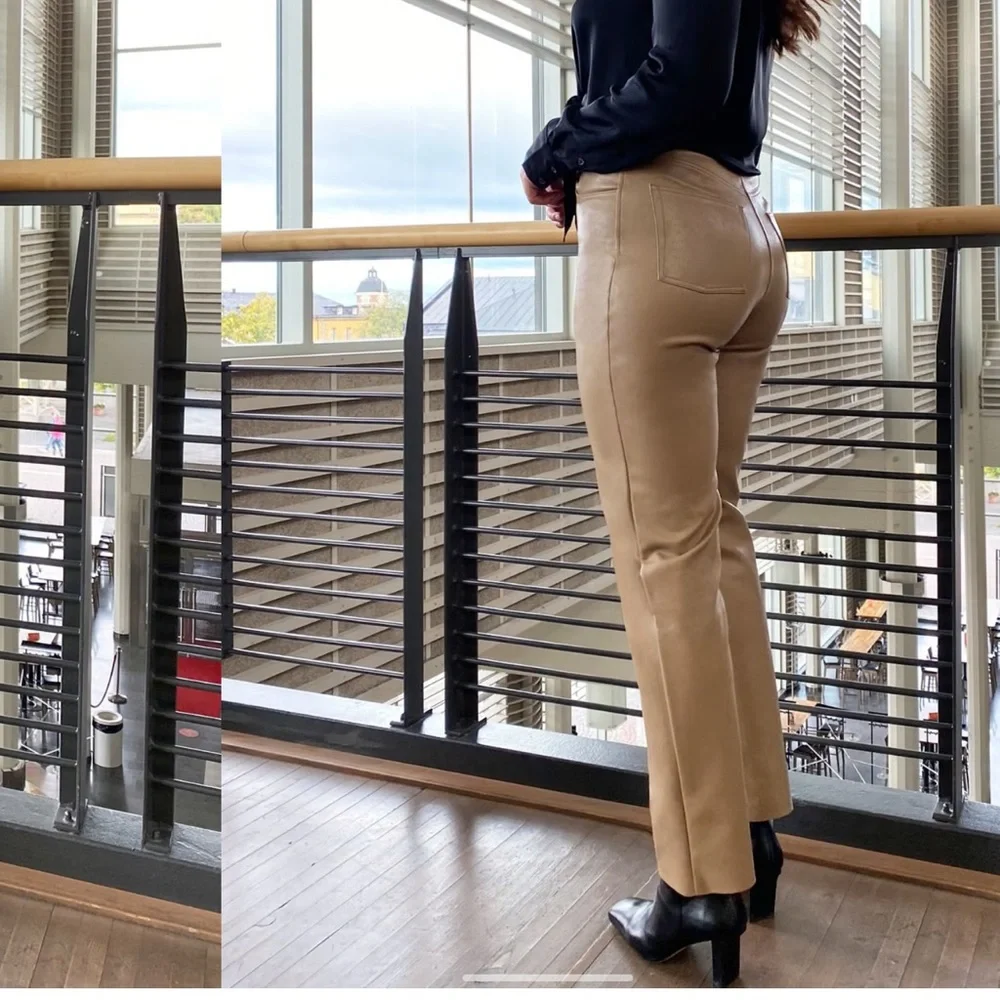 Wilfred Faux Leather Vegan Tan Melina Pants size 2 - Picture 2 of 15